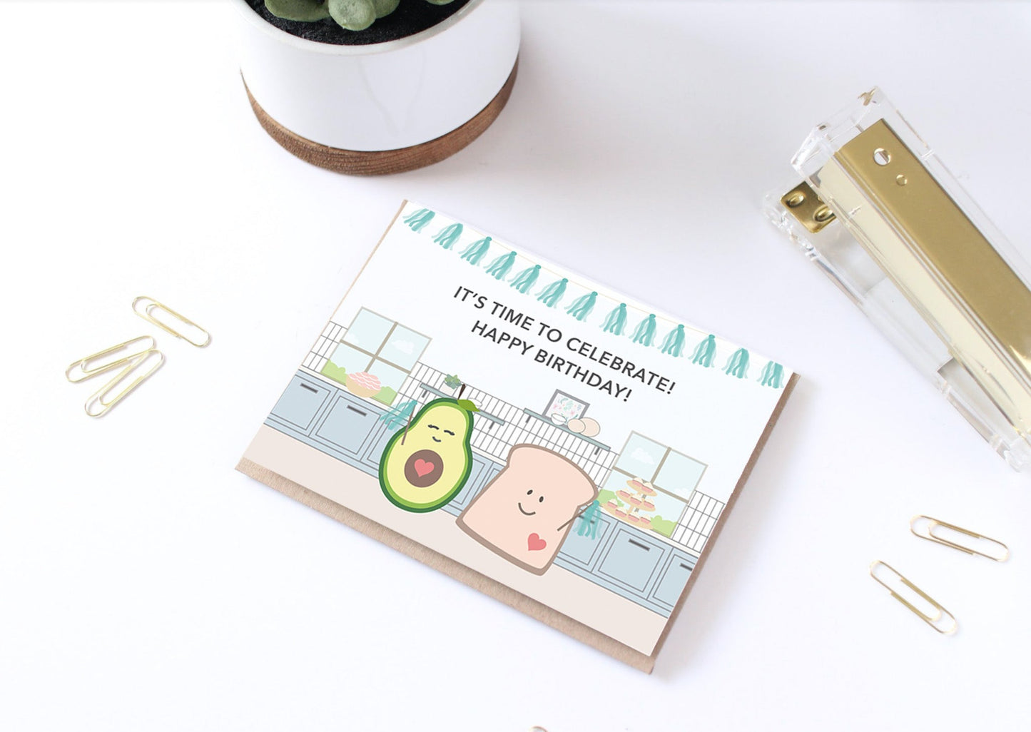 Toast and Avocado Birthday Card